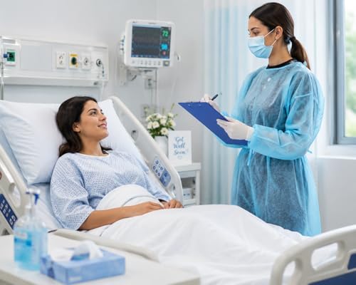 Disposable Isolation Gown Polypropylene Lab Gowns Knit Cuff Long Sleeve - Image 5