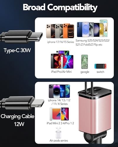 84W Retractable Car Charger,Car Phone Charger USB C Fast Charge for iPhone - Image 2