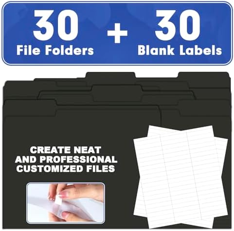 File Folder, HERKKA 30 Pack 1/3 Cut Tab File Folders, File Folders Great for Organizing and Filing, Letter Size, Black - Image 5