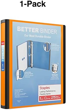 Staples Better Binder, 1-Inch D-Ring 3-Ring View, Orange, Durable - Image 6