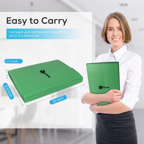 Expanding File Folder, Accordion File Organizer for Sorting Documents and Papers, 13 Pockets File Storage Organizer for Home, Travel and Office Use, Hospital Bag Essentials (Green) - Image 3