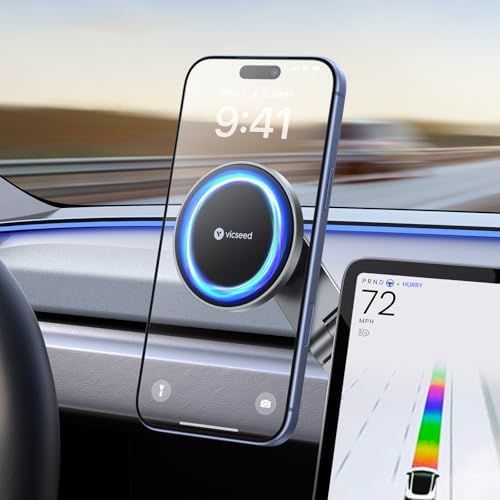 VICSEED Tesla Phone Mount【Strongest Magnet Power】Foldable Hidden Tesla Phone Holder Fit for All Phone, Tesla Model 3 Model Y for MagSafe Car Mount, Tesla Model 3 Accessories, Tesla Model Y Accessories by VICSEED