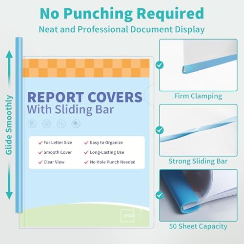 Clear Report Covers with Sliding Bars, 50 Sheet, Blue Gradient, 10 Pack - Image 5