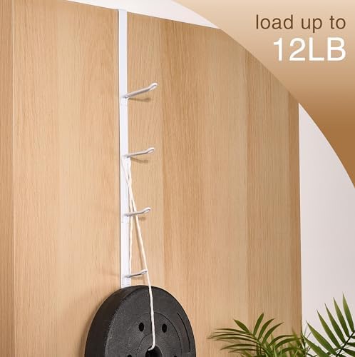 niffgaff Over Door Towel Hooks: Space-Saving Overdoor Hanger Hook for Towels, Clothes, Coats – Vertical Storage Door Hook Organizer, Heavy-Duty Towel Hanger for Bathroom & Closet, White, 4pcs - Image 2