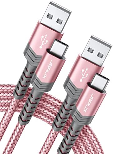 JSAUX USB C Cable [2-Pack 6.6ft], USB A to USB C for iPhone, Samsung, Pink by JSAUX