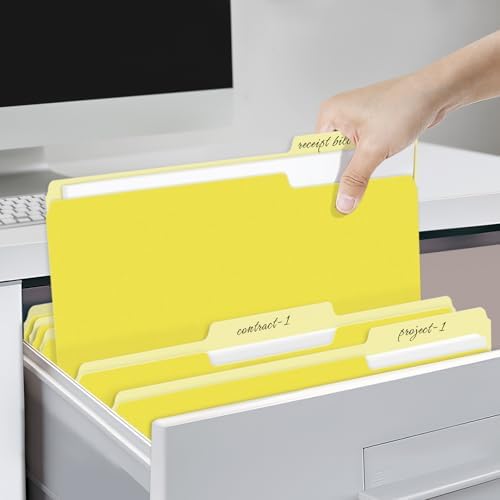 SUNEE File Folders, 120 Pack Manilla Folders 8.5 x 11, Colored File Folders Home Office School Supplies for Documents Files Paper, Yellow - Image 6