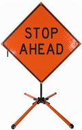 Traffic Roll-Up Sign Kit with Stand – Collapsible Safety Sign & Heavy-Duty Portable Stand, High Visibility, Easy Setup (Stop Ahead, Reflective) by EASTERNMETALSIGNSANDSAFETY