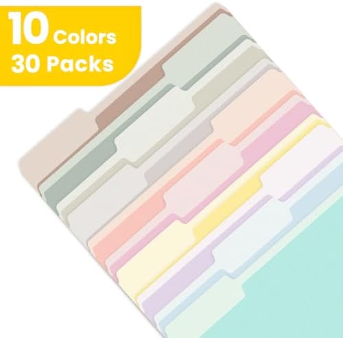SUNEE File Folders, 30 Pack Manilla Folders 8.5 x 11, 10 Colors Folder Office Organization Home School Folders for Documents Files Paper - Image 4