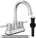 Bathroom Faucets, Bathroom Faucet 3 Hole, Bathroom Sink Faucet, Faucet for Sink 4 Inch 2 Handle Centerset, Lead-Free, with Copper Pop Up Drain (Brushed Nickel) by Ifaucet