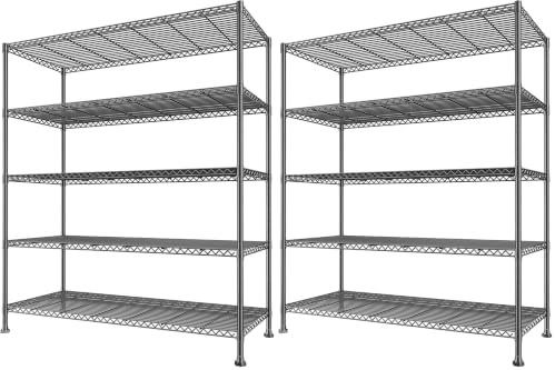 REIBII Heavy Duty 5-Tier Storage Shelves, 45.5''W for Kitchen Garage Retail (Pack of 2) by REIBII