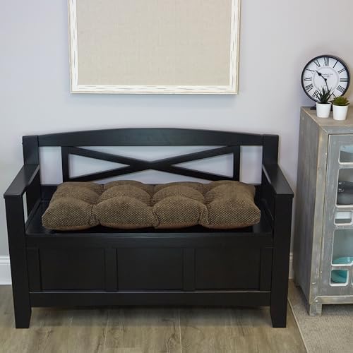 Klear Vu The Gripper Non-Slip Tufted Bench Cushion for Indoor Furniture, Assembled in USA, Entryway Storage, Bay Window, Corner Nook or Piano Seat, 33 Inches, Chenille Dark Brown by KlearVUHomeTextiles