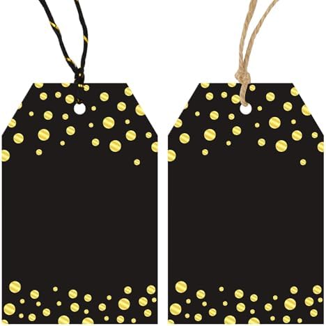 Anwyll Gift Tags with String - 100 Pcs Black Gift Tags for Presents by Anwyll