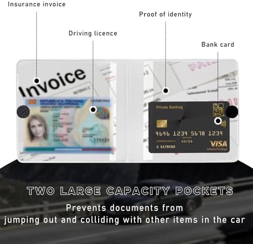 Ziciner Car Registration and Insurance Holder, 5.2"× 4.7" Premium Leather Auto Glove Box Organizer with Closure, Essential Car Document Holder for Card, Driver License (White) - Image 3