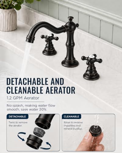 gotonovo Bathroom Faucet 3 Hole Vintage, Oil Rubbed Bronze, H C Label - Image 5