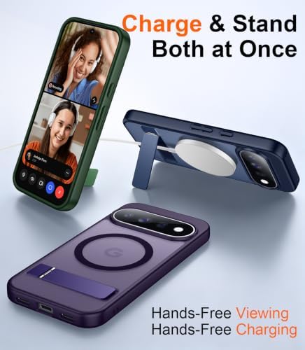 Temdan Designed for Google Pixel 11 Case 2026, [Built-in Invisible Kickstand][Compatible with MagSafe][Military Grade Shockproof] Slim Translucent Matte Phone Case-Purple - Image 3