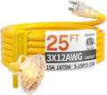 25 FT 12 Gauge Heavy Duty Extension Cord with Multiple Outlets by Deeklify