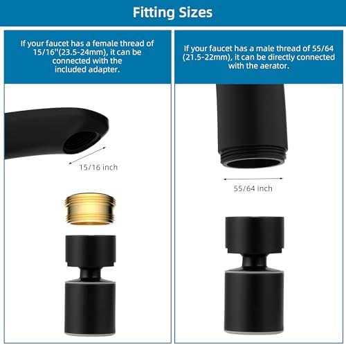Hibbent NSF/ANSI/CAN 61 & cUPC Certified Faucet Aerator, Matte Black - Image 3