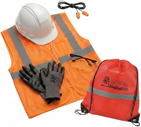 AABACO PPE Kit, Vest, Hard Hat, Gloves & Glasses, Hi-Vis Orange, Gloves L by AabacoEnvironmental