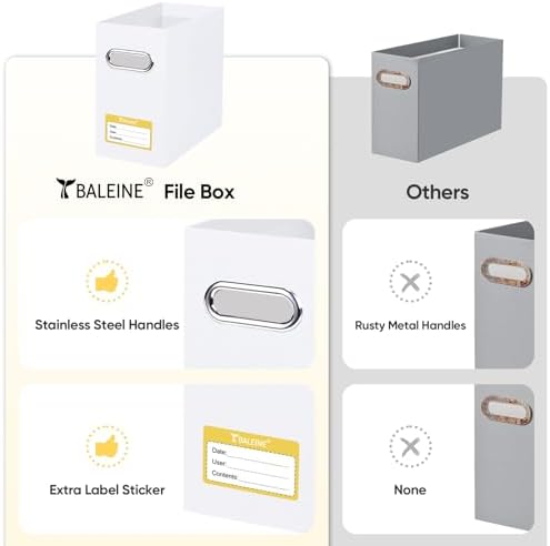 BALEINE 4PK File Organizer Box, Cardboard File Folder Organizer with Handle - Image 5