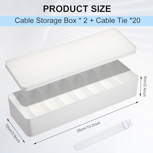 Tatuo Cord Organizer Box with Lid, White, 4 Pack - Image 2