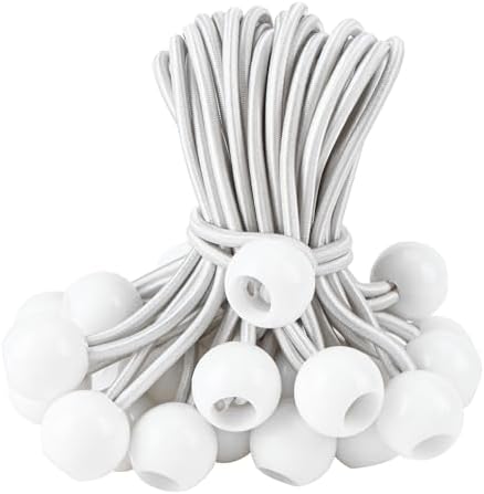 CARTMAN 30-Pack 6-Inch Ball Bungee Cords for Canopies and Tarps, White by CARTMAN