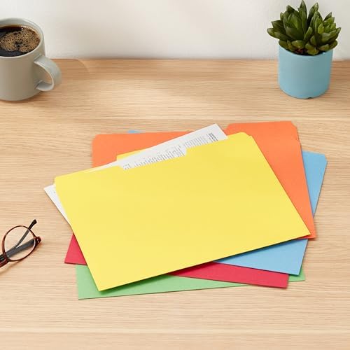 Amazon Basics Sturdy File Folders with Tabs for Filing and Organization, AMZ401, Letter Size, Assorted Colors, 100-Pack - Image 6