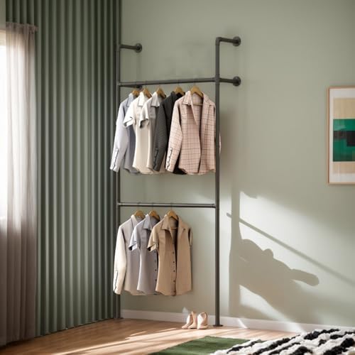 Industrial Pipe Garment Rack, Wall Mounted Clothing Organizer for Walk-in Wardrobe, Multi-Purpose Storage Solution, Heavy Duty, 399 * 220cm - Image 6