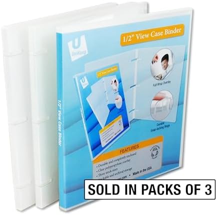 UniKeep 3 Ring View Binder - Binder Case is Fully Enclosed - Available in White, Clear, or Black and in Different Spine Sizes (Pack of 3, Clear, 0.5 Inch) - Image 5