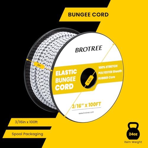 Brotree Bungee Cords 3/16" x 100ft Elastic Shock Cord 100% Stretch Cord - Image 2