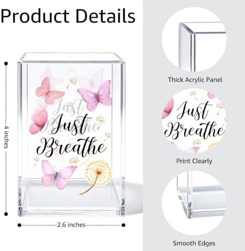 Just Breathe Acrylic Makeup Brush Holder Pen Holder Desk Organizer - Image 2
