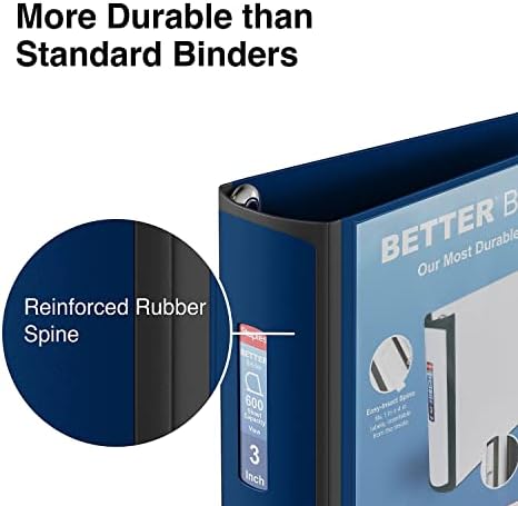 Staples Better Binder, 3 Inch D-Ring, Blue, Reinforced Rubber Spine - Image 5