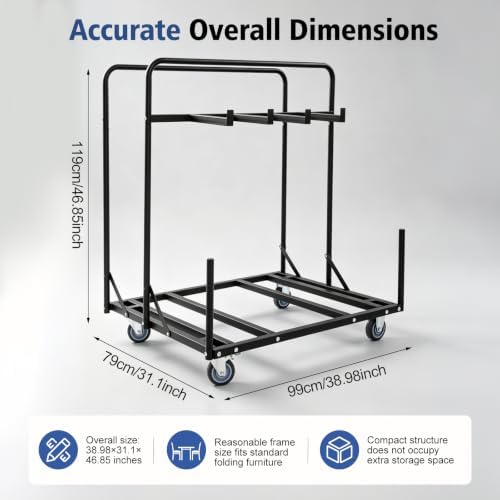 Heavy Duty Cart with Wheels for Folding Table and Chair - 330lbs Capacity, Holds 5 Tables + 14 Chairs, Commercial Utility Cart for Event Setup, School, Hotel - Image 7