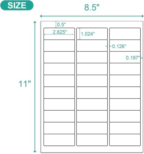 MFLABEL Address Label, 1" x2-5/8 Mailing Sticker, 30-UP White Shipping Labels for Inkjet or Laser Printer, 30000 Sticker Labels (1000 Sheets), 30 Label per Sheet - Image 2