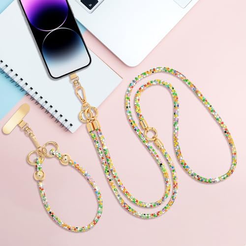Crystal Phone Strap Crossbody and Wrist Lanyard, Anti Theft Layered & Wrist Strap Cell Phone Neck for Women - Image 7