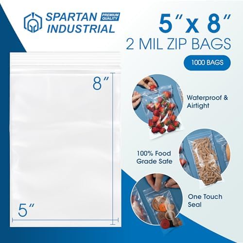 5” X 8” (1000 Count) 2 Mil Clear Reclosable Zip Plastic Poly Bags - Image 2