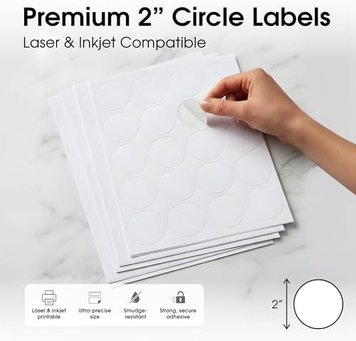 2" Circle Labels for Laser & Inkjet, Spartan Industrial Template C004 - Image 2