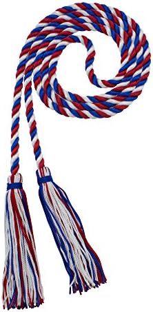 Tassel Depot Graduation Honor Cord - Royal/Red/White - Every School Color Available - Made In Usa by TasselDepot