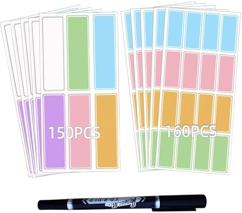 Assorted Colors Waterproof Removable Labels with Pen Adhesive Name Stickers by Unknown