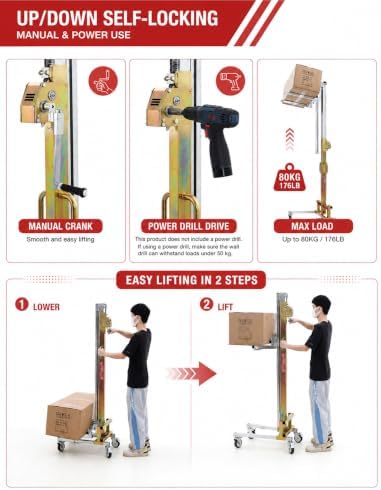Portable Material Lift, Manual Winch Stacker with Forks for Warehouse - Image 4