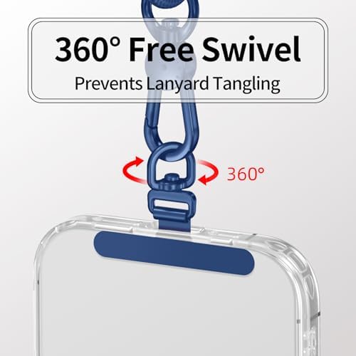 saxsion Phone Tether Tab & Lanyard Tab, 360° Swivel Clip - Ultra Thin Stainless Steel Universal Patch for All Phone Cases - Image 4