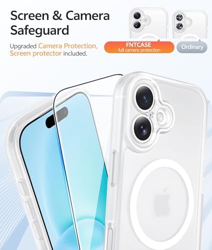 FNTCASE for iPhone 16 Case, Fit for Magsafe, Screen Protector, White - Image 4