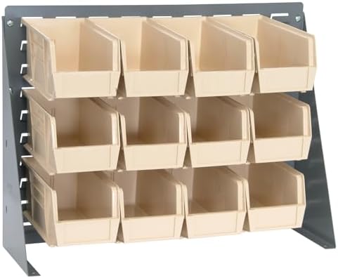 Quantum Storage Systems QBR-2721-230-12IV Ultra Bin Complete Bench Rack Package with 12 Ultra Bins, 27" x 8" x 21" , Ivory by QuantumStorageSystems