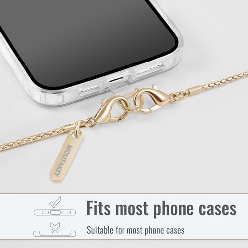 MOUTAKEY Metal Cell Phone chain Crossbody Phone lanyard with 2 Tether Tabs Detachable iPhone Chain Crossbody Strap,Non-rusting,Solid,iPhone Lanyard for Women Girls Travel Shopping Party Camping - Image 3