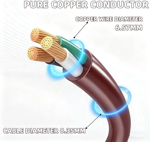 8 Ft Brown Outdoor Extension Cord 16 Gauge Grounded Plug for Lights - Image 3