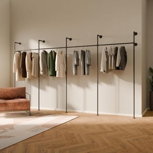 pamo Black Clothing Rack Wall Mounted – 154" W × 87" H, 970 lbs by pamo