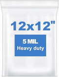 20 PCS 12"x12" 5Mil Large Clear Zip Seal Lock Poly Plastic Reclosable Bags by somogaclearzipbags