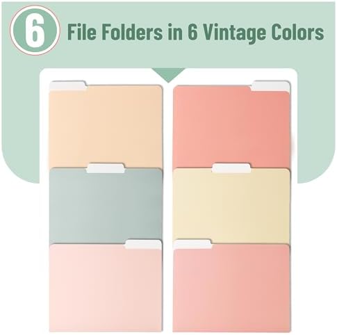Mr. Pen- File Folders, 6 Pack, Vintage Colors, 1/3-Cut Tab - Image 2