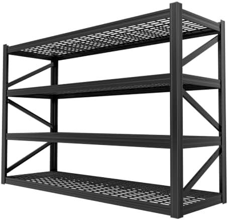 4-Tier Heavy Duty Garage Shelving, 8,000 lbs Capacity Adjustable Metal Storage Shelving Unit for Garage, Basement, Warehouse & Workshop, 71" W x 24" D x 71" H by LIJIUHOME