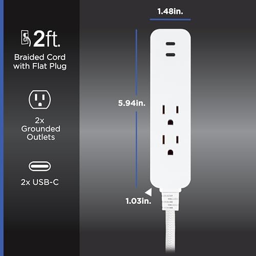 GE Surge Protector Power Strip with USB Ports, Combo Pack - Image 2