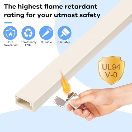 126in Cord Hider Kit, ZhiYo Wire Hiders for TV on Wall, Paintable Cable Management Kit, Wire Cover for Wall Mount TV, Beige Cable Raceway, Cord Cover Wall Wire Management Kit, 8xL15.7in W1.18inH0.67in - Image 4
